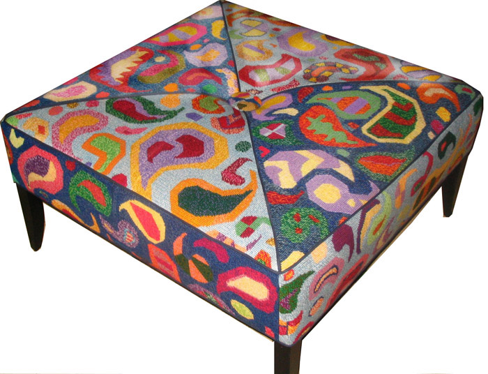 very large footstool bench designed to be needlepointed in 6 canvases
